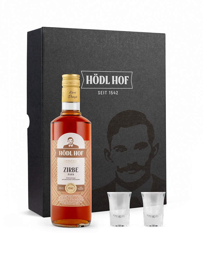 Hödl Hof Geschenkset Zirbe Fass | 0.7l